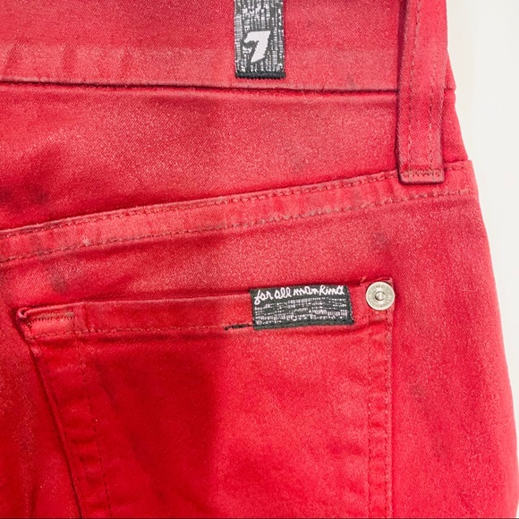 7 For All Mankind Red Skinny Jeans Sz. 25 - Picture 3 of 6